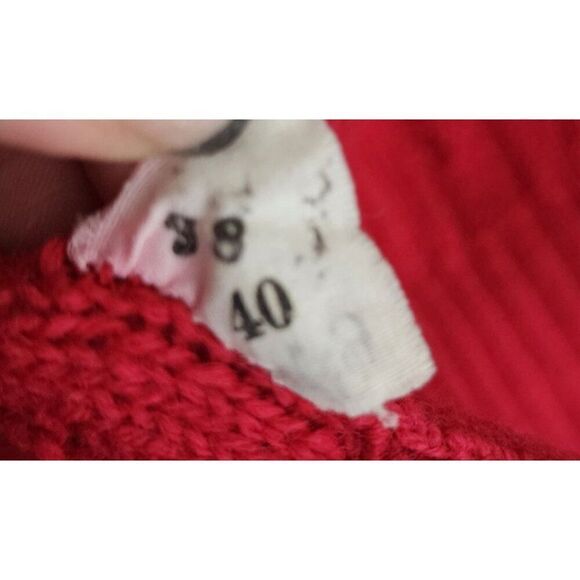 Vintage 60s Barbara Lee Wool Cable Knit Cardigan Sweater Womens Size M Red - Picture 8 of 8